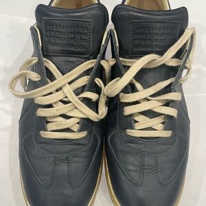 Maison Martin Margiela Navy and Beige Leather Sneakers